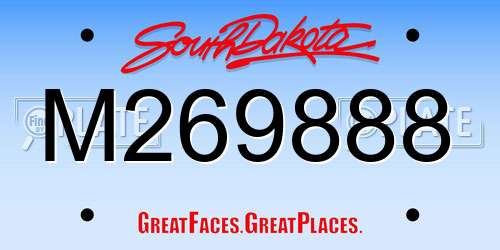 M269888 South Dakota License Plate