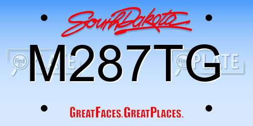 M287TG South Dakota License Plate