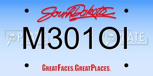 M301OI South Dakota License Plate