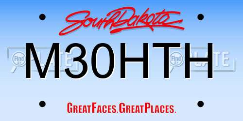M30HTH South Dakota License Plate