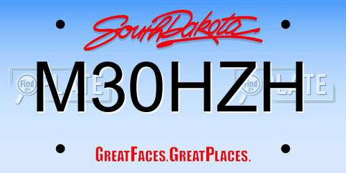 M30HZH South Dakota License Plate