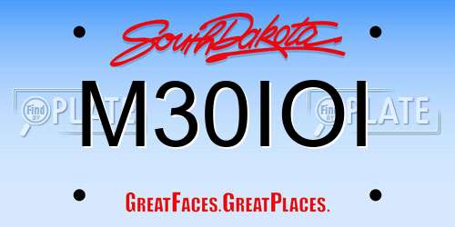 M30IOI South Dakota License Plate