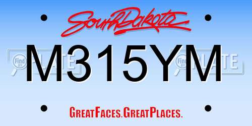 M315YM South Dakota License Plate