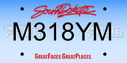 M318YM South Dakota License Plate