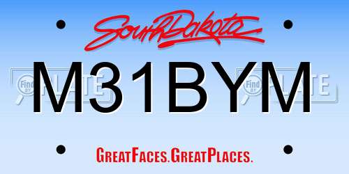 M31BYM South Dakota License Plate