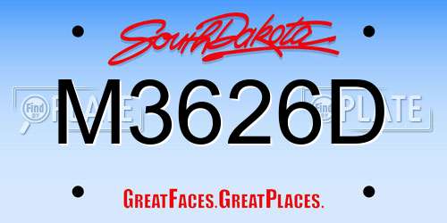 M3626D South Dakota License Plate