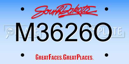 M3626O South Dakota License Plate