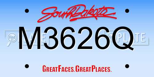 M3626Q South Dakota License Plate