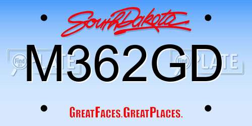 M362GD South Dakota License Plate