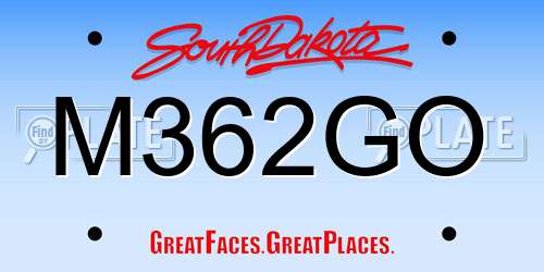 M362GO South Dakota License Plate