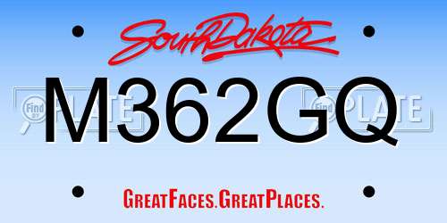 M362GQ South Dakota License Plate
