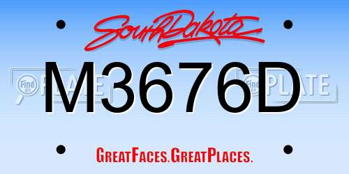 M3676D South Dakota License Plate