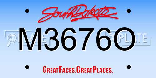 M3676O South Dakota License Plate