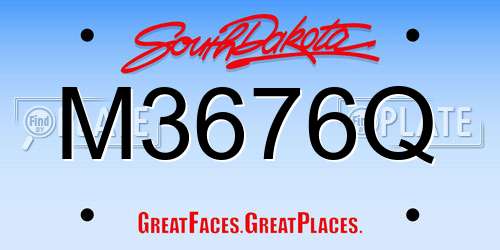 M3676Q South Dakota License Plate