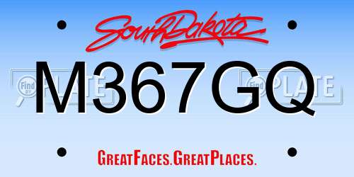 M367GQ South Dakota License Plate