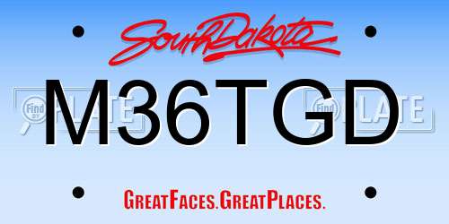 M36TGD South Dakota License Plate