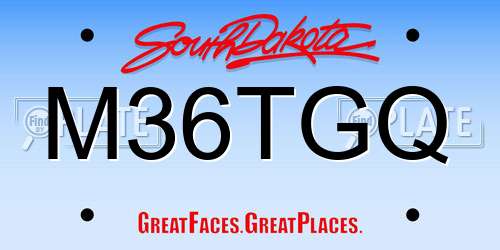 M36TGQ South Dakota License Plate