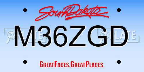 M36ZGD South Dakota License Plate