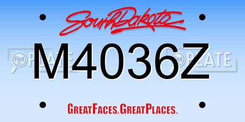 M4036Z South Dakota License Plate