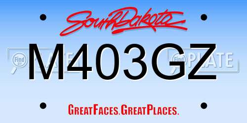 M403GZ South Dakota License Plate