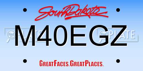 M40EGZ South Dakota License Plate