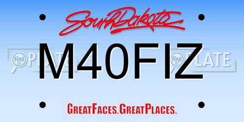 M40FIZ South Dakota License Plate