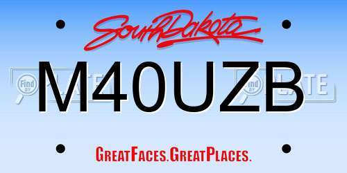 M40UZB South Dakota License Plate