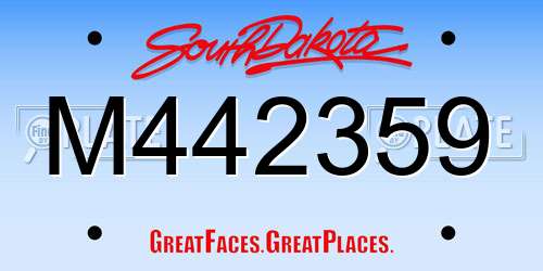 M442359 South Dakota License Plate