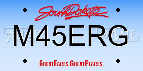 M45ERG South Dakota License Plate