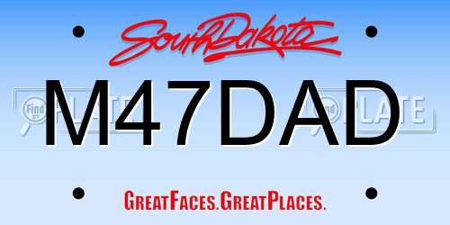 M47DAD South Dakota License Plate