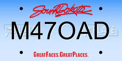 M47OAD South Dakota License Plate