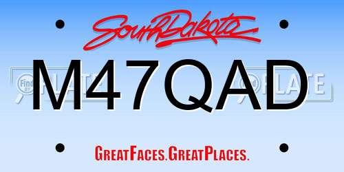 M47QAD South Dakota License Plate