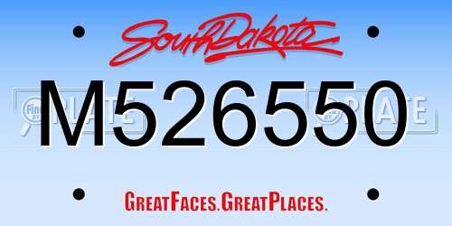 M526550 South Dakota License Plate