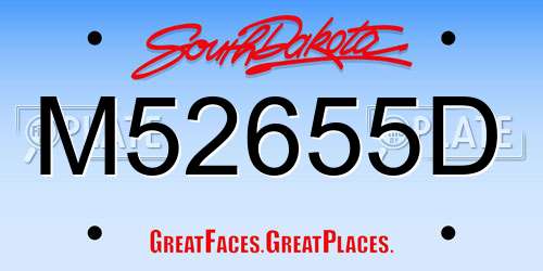 M52655D South Dakota License Plate