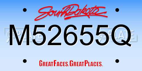 M52655Q South Dakota License Plate
