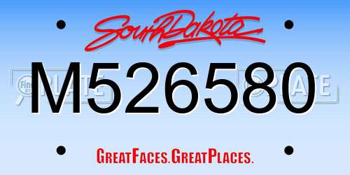 M526580 South Dakota License Plate