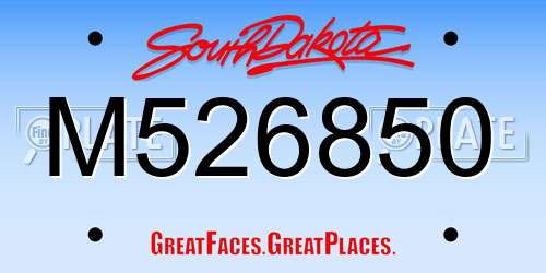 M526850 South Dakota License Plate