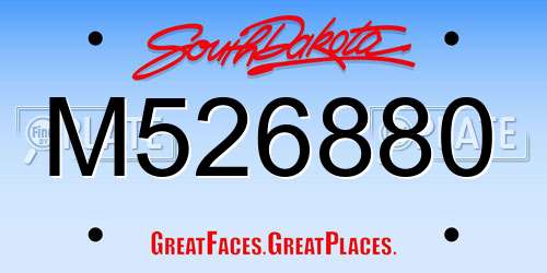 M526880 South Dakota License Plate
