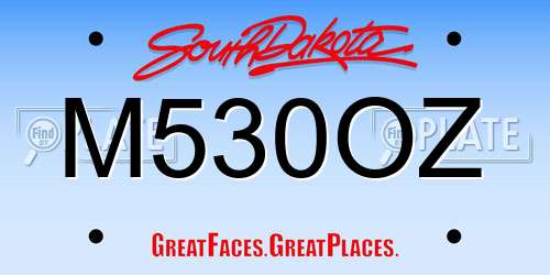 M530OZ South Dakota License Plate
