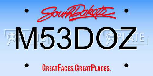 M53DOZ South Dakota License Plate