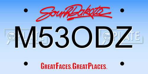 M53ODZ South Dakota License Plate