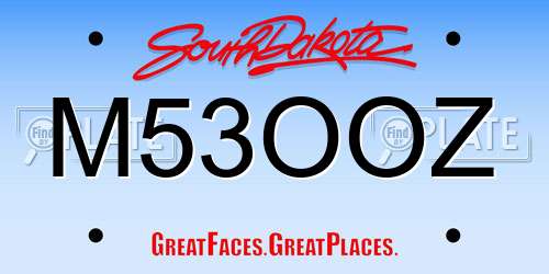 M53OOZ South Dakota License Plate