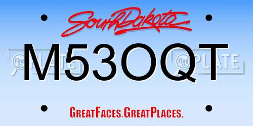 M53OQT South Dakota License Plate