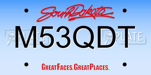M53QDT South Dakota License Plate