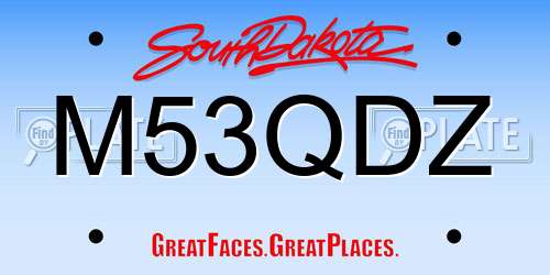 M53QDZ South Dakota License Plate