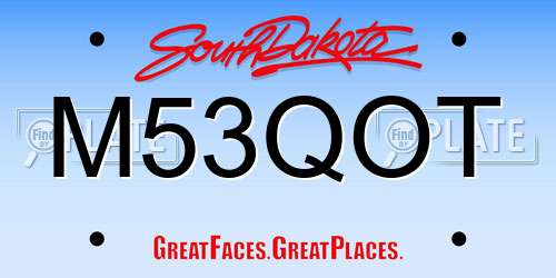 M53QOT South Dakota License Plate