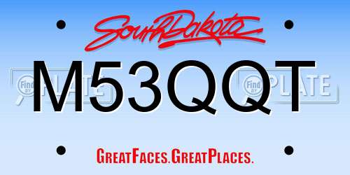 M53QQT South Dakota License Plate