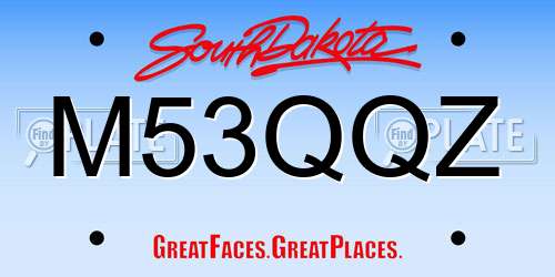 M53QQZ South Dakota License Plate