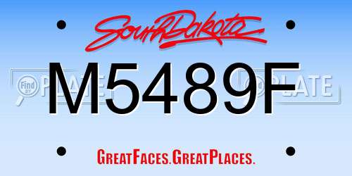 M5489F South Dakota License Plate