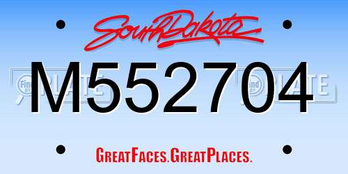 M552704 South Dakota License Plate